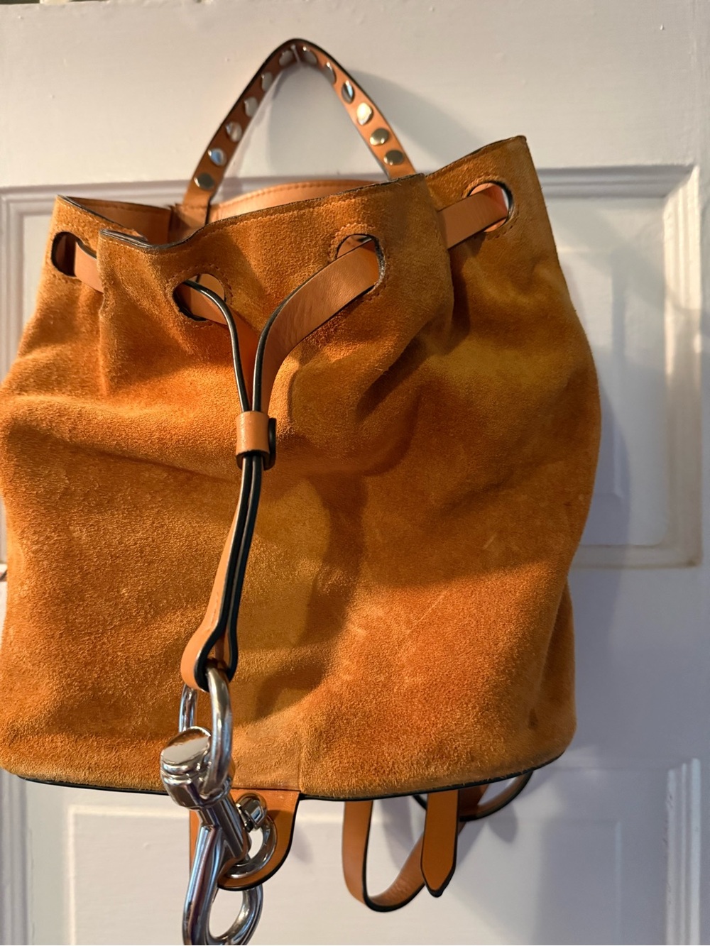Rebecca Minkoff Orange Suede Drawstring Backpack